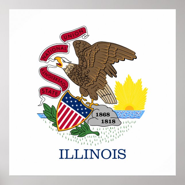 Poster Drapeau de l'Illinois (Devant)