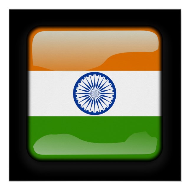 Poster Drapeau de l'Inde (Devant)