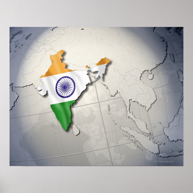 Poster Drapeau de l'Inde (Devant)