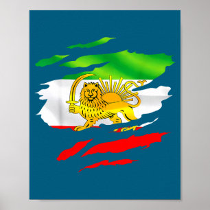 Poster Drapeau de l'Iran Carte Lion Soleil Sensibilisatio