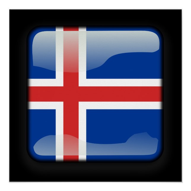 Poster Drapeau de l'Islande (Devant)