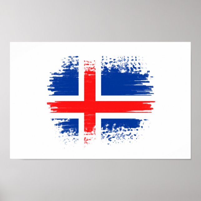 Poster Drapeau de l'Islande (Devant)
