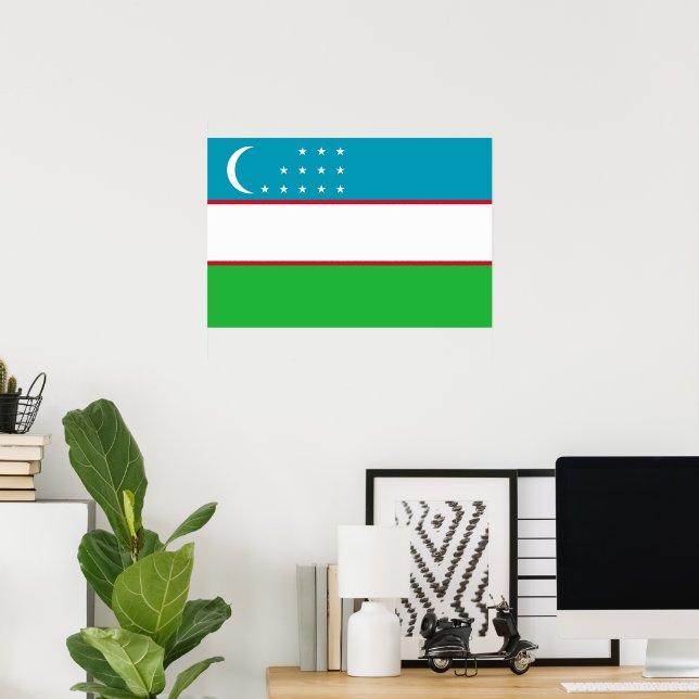 Poster Drapeau de l'Ouzbékistan (Bureau à domicile)