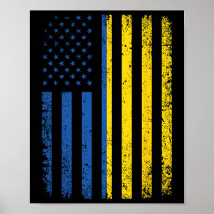 Poster Drapeau de l'Ukraine 4 juillet États-Unis Drapeau