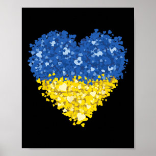 Poster Drapeau de l'Ukraine Cœur Abstrait Hommes Femmes E