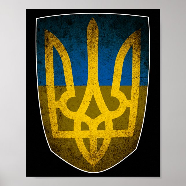 Poster Drapeau de l'Ukraine et trident ukrainien  (Devant)