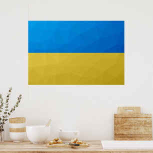 Poster Drapeau de l'Ukraine motif géométrique en maille j