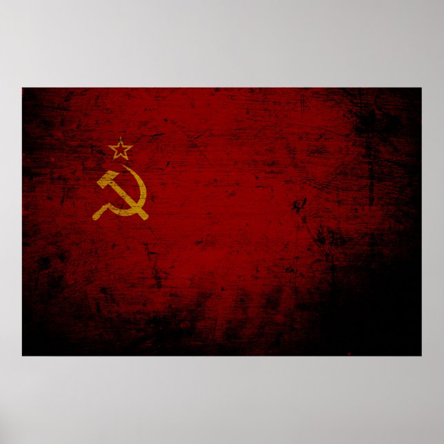 Poster Drapeau de l'Union soviétique de Grunge Noire (Devant)