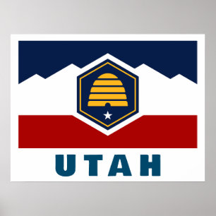 Poster Drapeau de l'Utah (Drapeau de ruche)