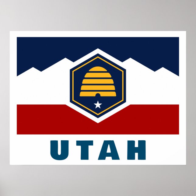 Poster Drapeau de l'Utah (Drapeau de ruche) (Devant)