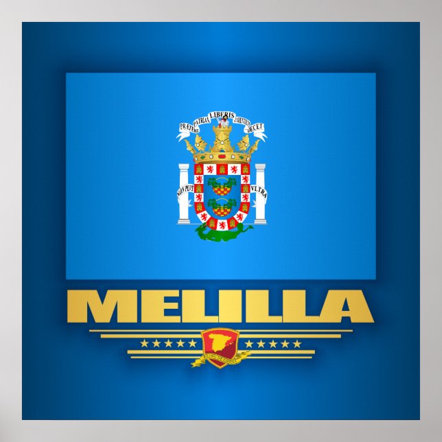 Poster Drapeau de Melilla (Devant)