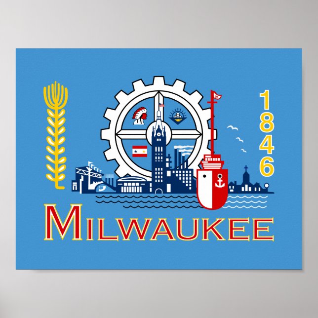 Poster Drapeau de Milwaukee, Wisconsin (Devant)