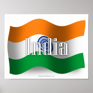 Poster Drapeau de ondulation de l'Inde