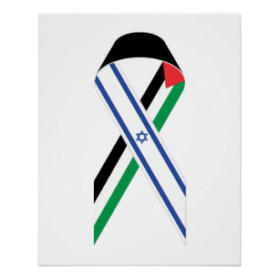 Poster Drapeau de paix blanc d'Israël et de Palestine