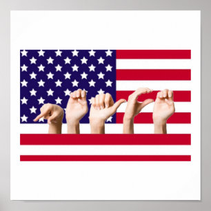 Poster Drapeau de paix dans ASL