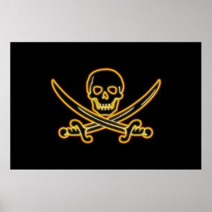 Poster Drapeau de pirate Jolly roger brillant