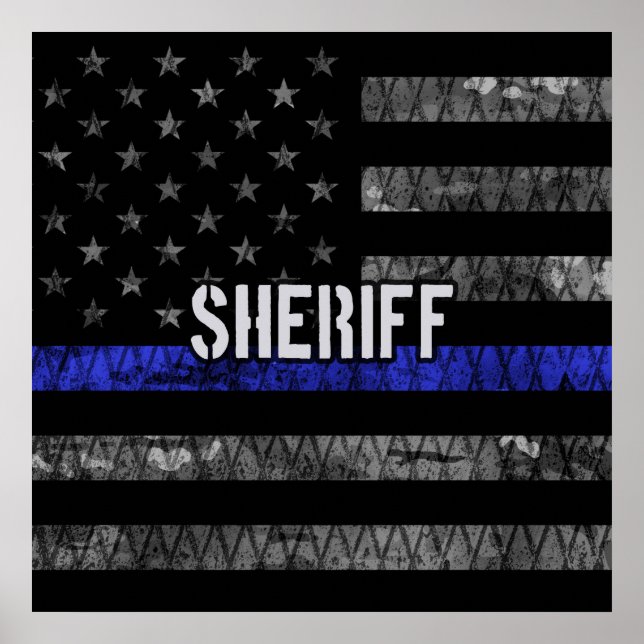 Poster Drapeau de police du shérif en détresse (Devant)