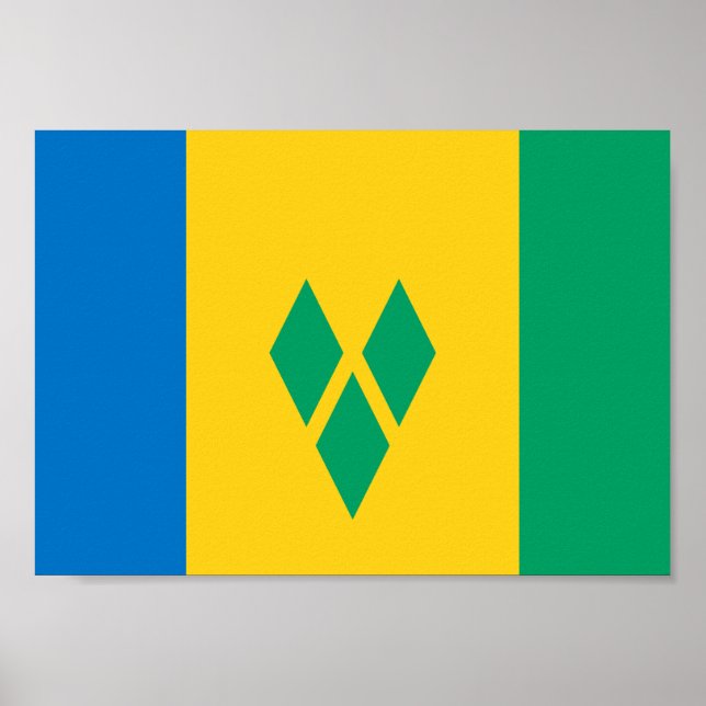 Poster Drapeau de Saint-Vincent-et-les Grenadines (Devant)