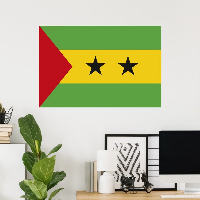 Poster Drapeau de Sao Tomé-et-Principe (Bureau à domicile)
