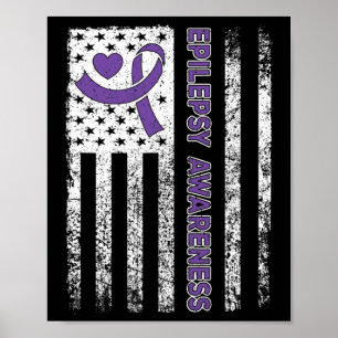 Poster Drapeau de sensibilisation à l'épilepsie violette 
