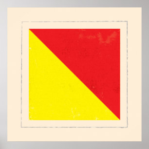 Poster Drapeau de signal nautique de la lettre "O"