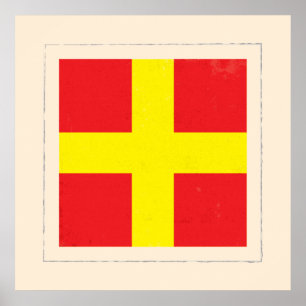 Poster Drapeau de signal nautique de la lettre "R"