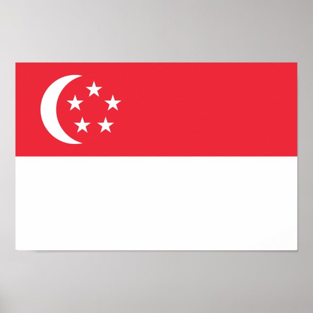 Poster Drapeau de Singapour (Devant)