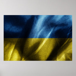 Poster Drapeau de soie ukrainien