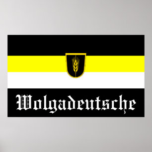 Poster Drapeau de Wolgadeutsche (version noir/jaune/blanc