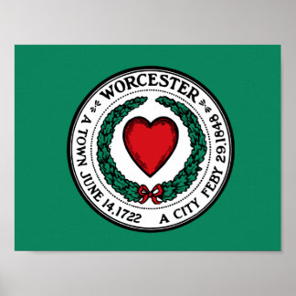 Poster Drapeau de Worcester, Massachusetts