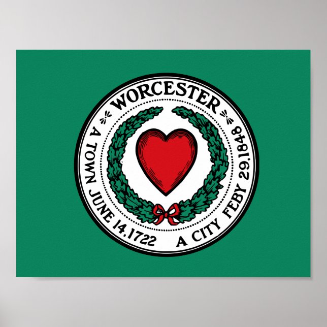 Poster Drapeau de Worcester, Massachusetts (Devant)