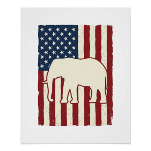 Poster Drapeau d'éléphant patriotique Conception de vecte