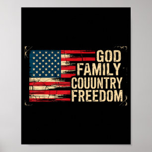 Poster Drapeau des États-Unis Dieu Famille Pays Liberté