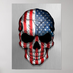 Poster Drapeau des Etats-Unis sur un graphique en acier