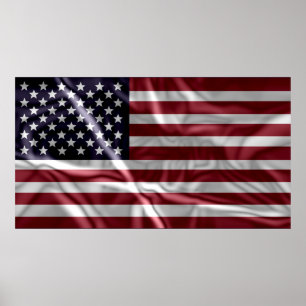Poster Drapeau des États-Unis, Vintage avec des plis ondu