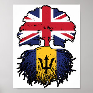 Poster Drapeau des racines d'arbre de la Barbade