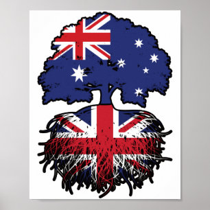 Poster Drapeau des racines d'arbre de l'Australie britann