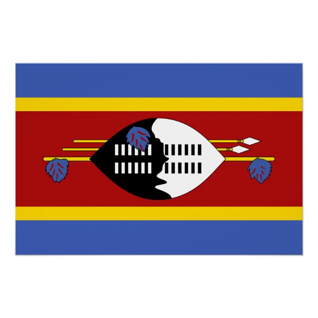 Poster Drapeau d'Eswatini (Devant)