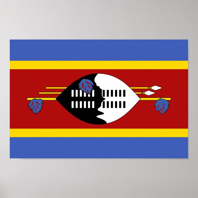 Poster Drapeau d'Eswatini (Devant)