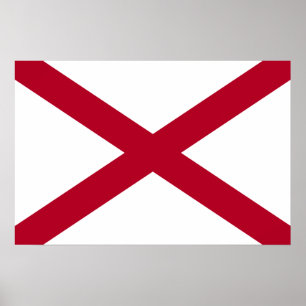 Poster Drapeau d'Etat Alabama, Croix de St Andrew Crimson