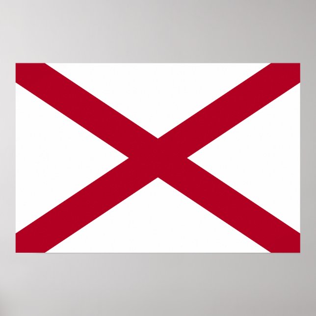 Poster Drapeau d'Etat Alabama, Croix de St Andrew Crimson (Devant)