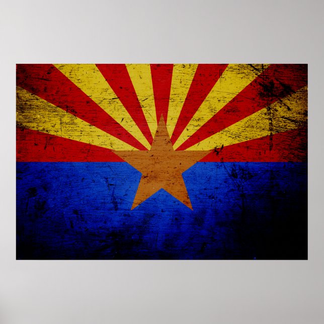 Poster Drapeau d'état de Black Grunge Arizona (Devant)