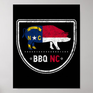 Poster Drapeau D'État De Caroline Du Nord Bbq Nc
