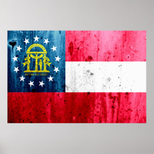 Poster Drapeau d'État de Georgia Grunge