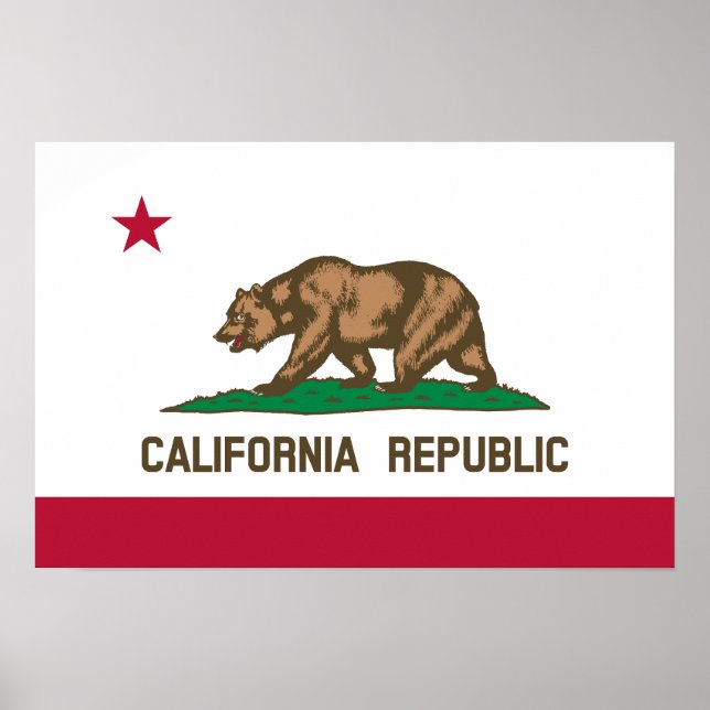Poster Drapeau d'État de la République de Californie (Devant)