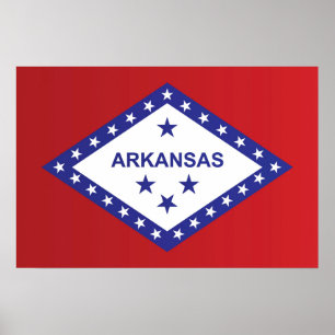 Poster Drapeau d'État de l'Arkansas, États-Unis