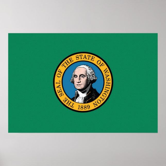 Poster Drapeau d'État de Washington, États-Unis (Devant)