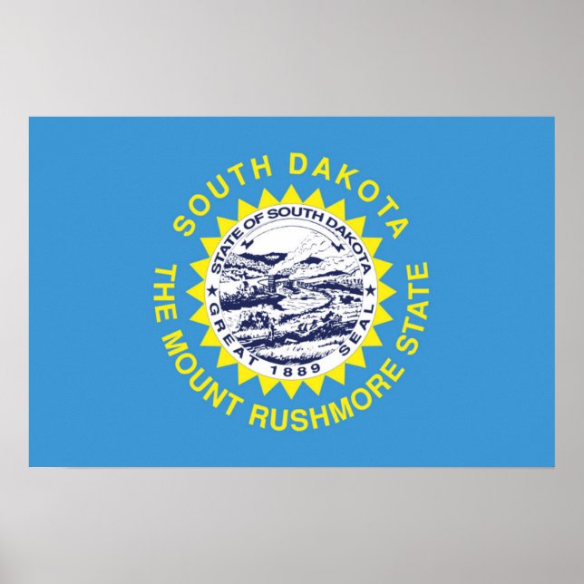 Poster Drapeau d'Etat du Dakota du Sud, États-Unis (Devant)