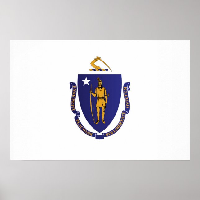 Poster Drapeau d'Etat du Massachusetts, États-Unis (Devant)