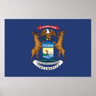 Poster Drapeau d'État du Michigan, États-Unis